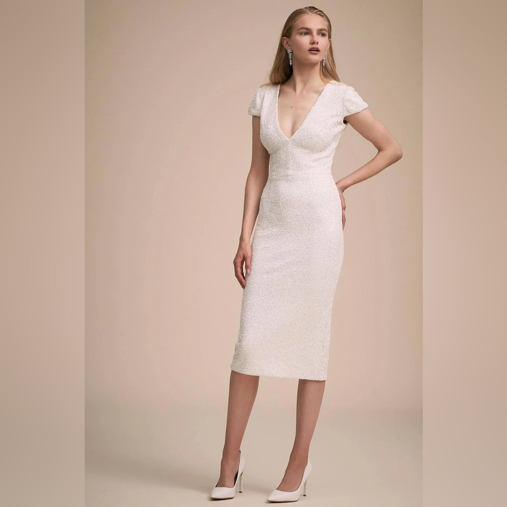 Dress the Population White Sequin Midi Dress - Size Medium